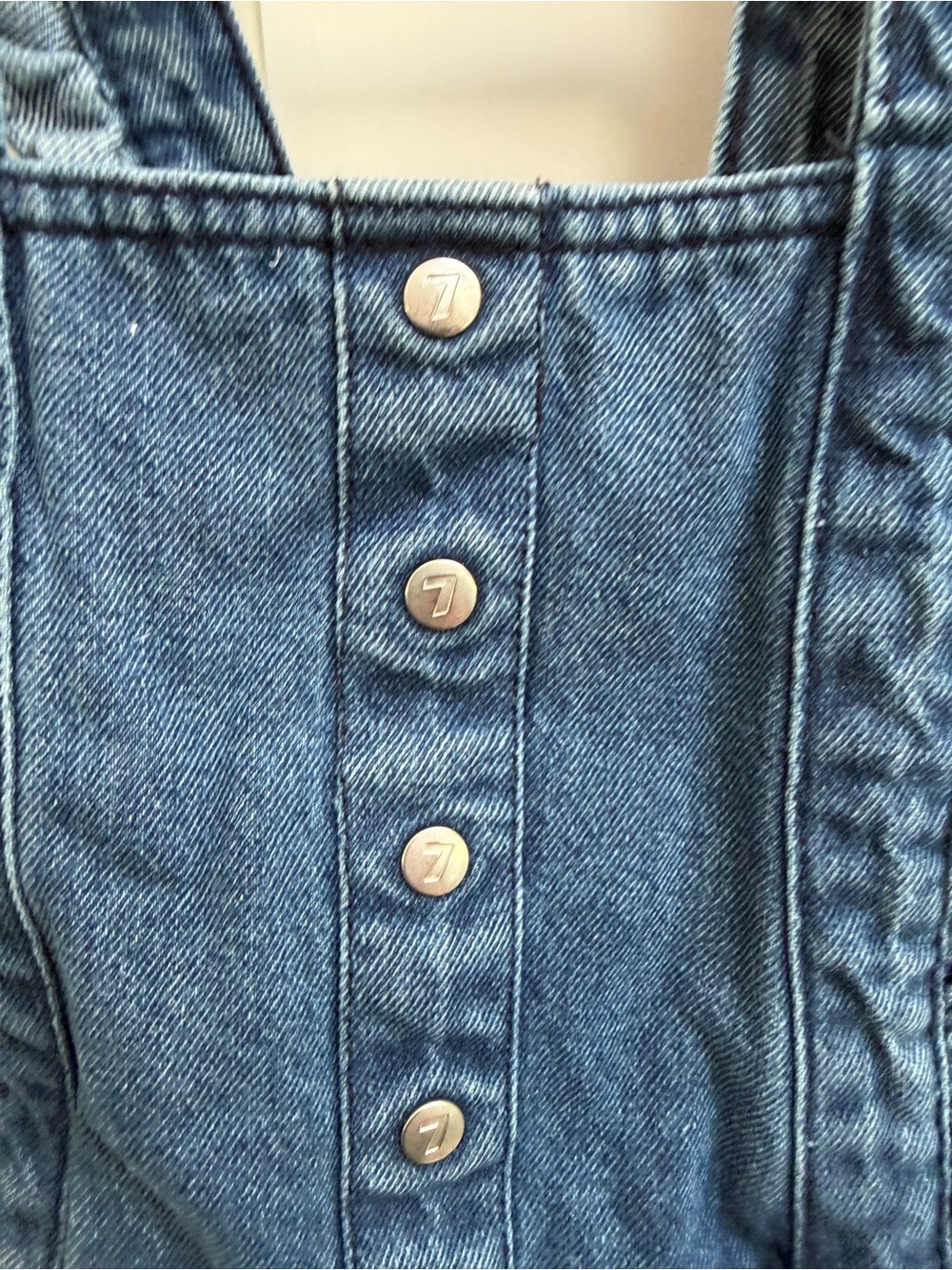 7 For All Mankind Girls 4T Denim Ruffle Sleeveless Overall Dress Romper- Blue - Picture 2 of 8